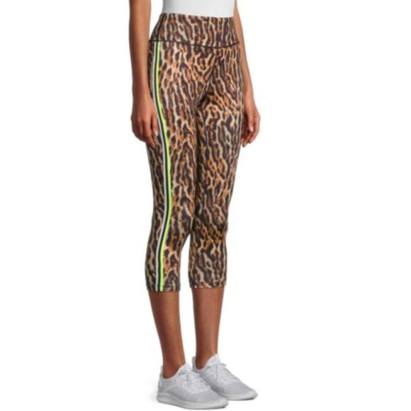 NWT PAM & GELA Ocelot Leopard Animal Print Stripe Crop Leggings Size XS - Picture 1 of 6